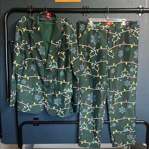 Men’s two piece light up jacket, fun tacky holiday suit size large